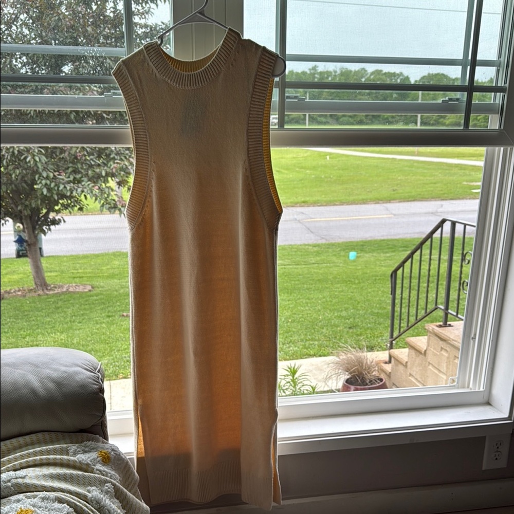 H&M Brown Tan Sleeveless Sheath Midi Dress